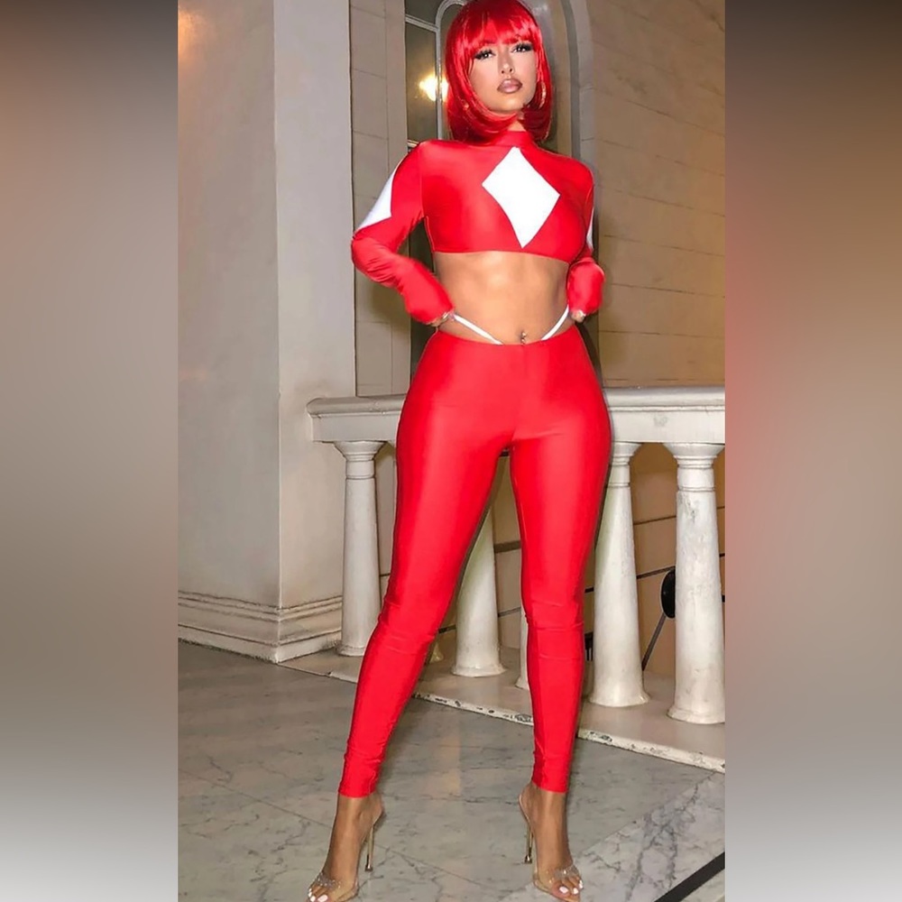 Power Sexy Superhero 3 Piece Costume Set - Red/combo